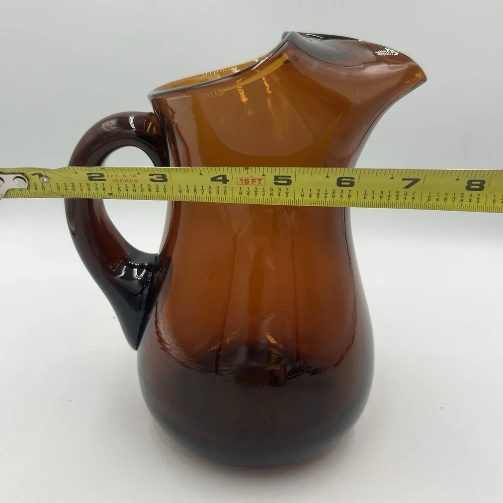 VTG Amber Glass Pitcher 8